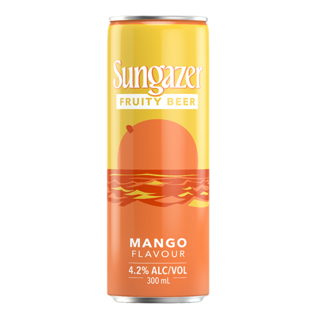Sungazer Fruity Beer Mango Cans 16x300ml product image.