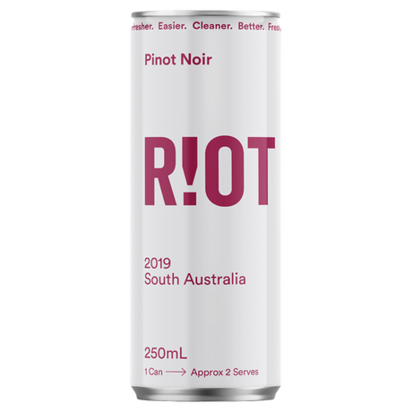 Riot Wine Co Pinot Noir Cans 24x250ml product image.