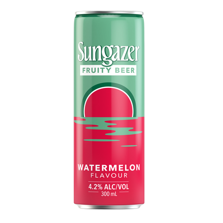 Sungazer Fruity Beer Watermelon Cans 16x300ml product image.