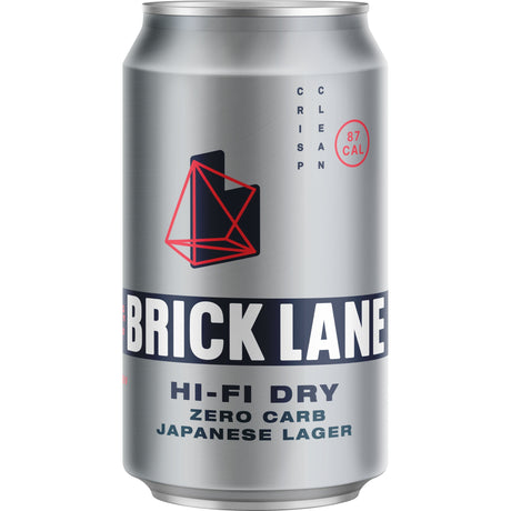 Brick Lane Hi-Fi Dry Japanese No Carb Lager Cans 24x355ml product image.