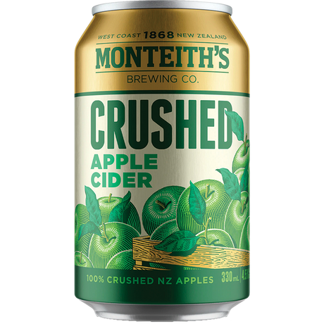 Monteith's Crushed Apple Cider Cans 10x330ml product image.