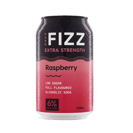 Hard Fizz Extra Strength Raspberry Alcoholic Soda 6% 16x330ml product image.