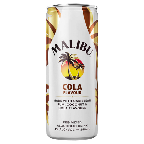 Malibu Malibu & Cola Flavour Cans 24x250ml product image.