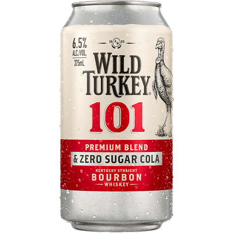 Wild Turkey 101 Bourbon & Zero Sugar Cola Cans 24x375ml product image.