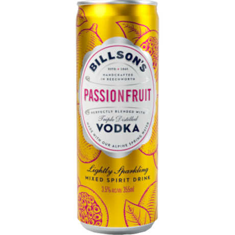 Billson's Passionfruit Vodka Mix Cans 24x355ml product image.