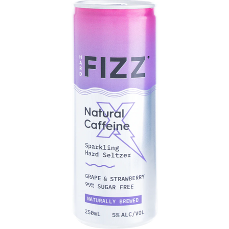 Hard Fizz Grapefruit & Strawberry Plus Caffeine Seltzer Cans 24x250ml product image.