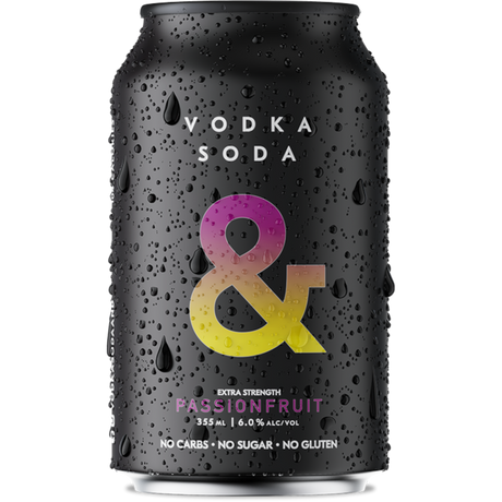 Ampersand Vodka Soda Passionfruit Cans 16x355ml product image.