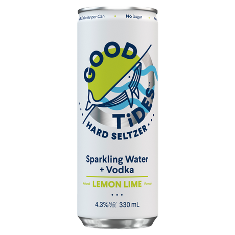 Good Tides Hard Seltzer Lemon & Lime Vodka Cans 24x330ml product image.