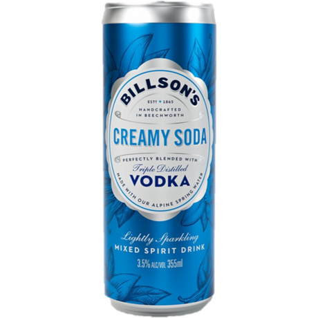 Billson's Creamy Soda Vodka Mix Cans 24x355ml product image.