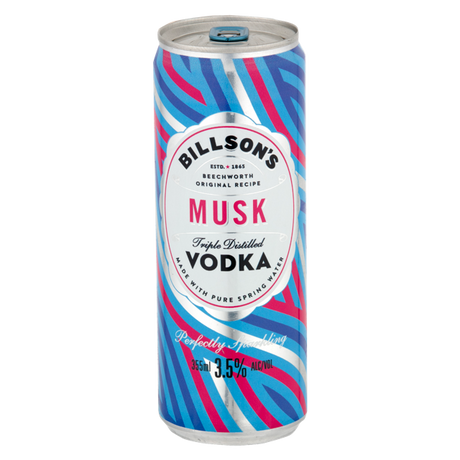 Billson's Musk Vodka Cans 24x355ml product image.