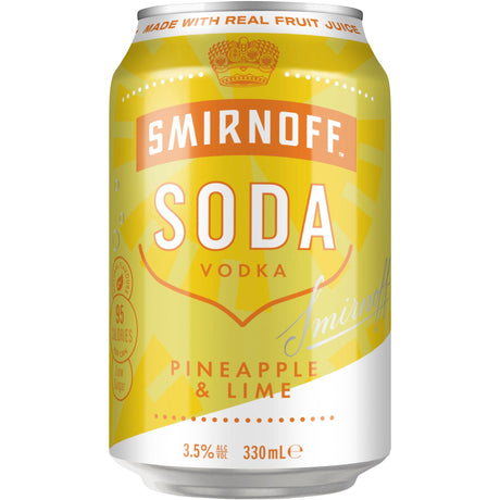 Smirnoff Pineapple Lime Cans 24x330ml product image.