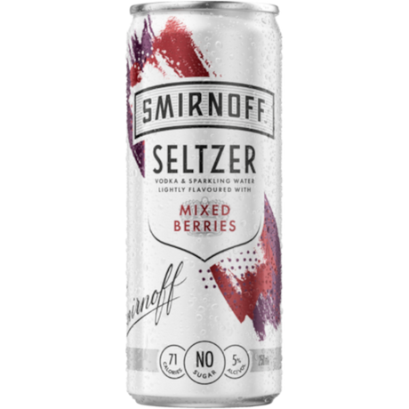 Smirnoff Mixed Berries Seltzer Cans 24x250ml product image.