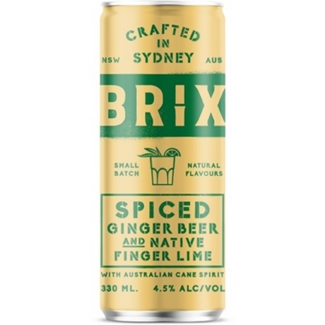 Brix Spiced Ginger Beer And Finger Lime Cans 16x330ml product image.