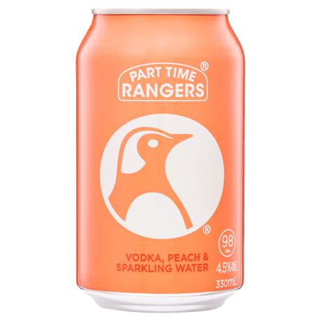 Part Time Rangers Vodka Peach & Sparkling Water Cans 24x330ml product image.