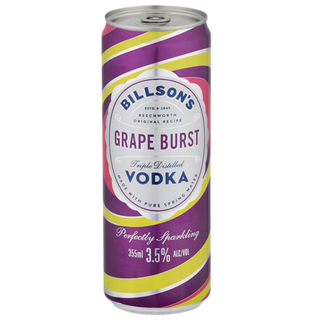Billson's Grapeburst Vodka Cans 24x355ml product image.