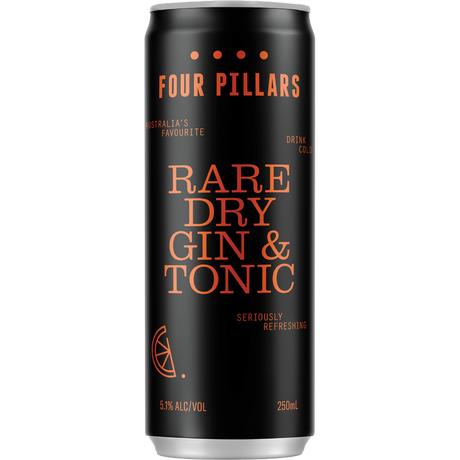 Four Pillars Rare Dry Gin & Tonic Cans 24x250ml product image.