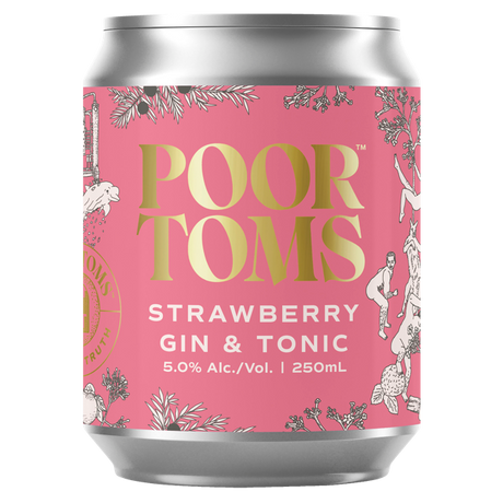 Poor Toms Strawberry Gin & Tonic Cans 24x250ml product image.