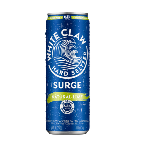 White Claw Hard Seltzer Surge Natural Lime Cans 24x330ml product image.
