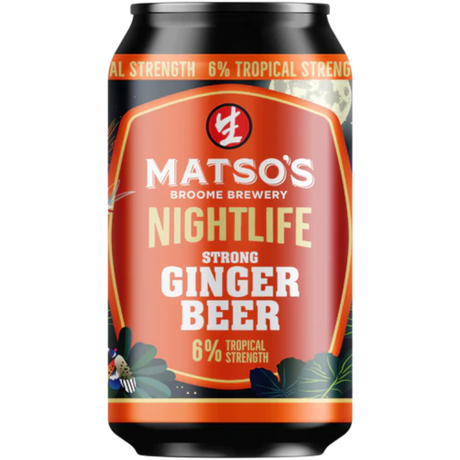 Matso's Broome Brewery Nightlife Strong Ginger Beer Cans 24x330ml product image.