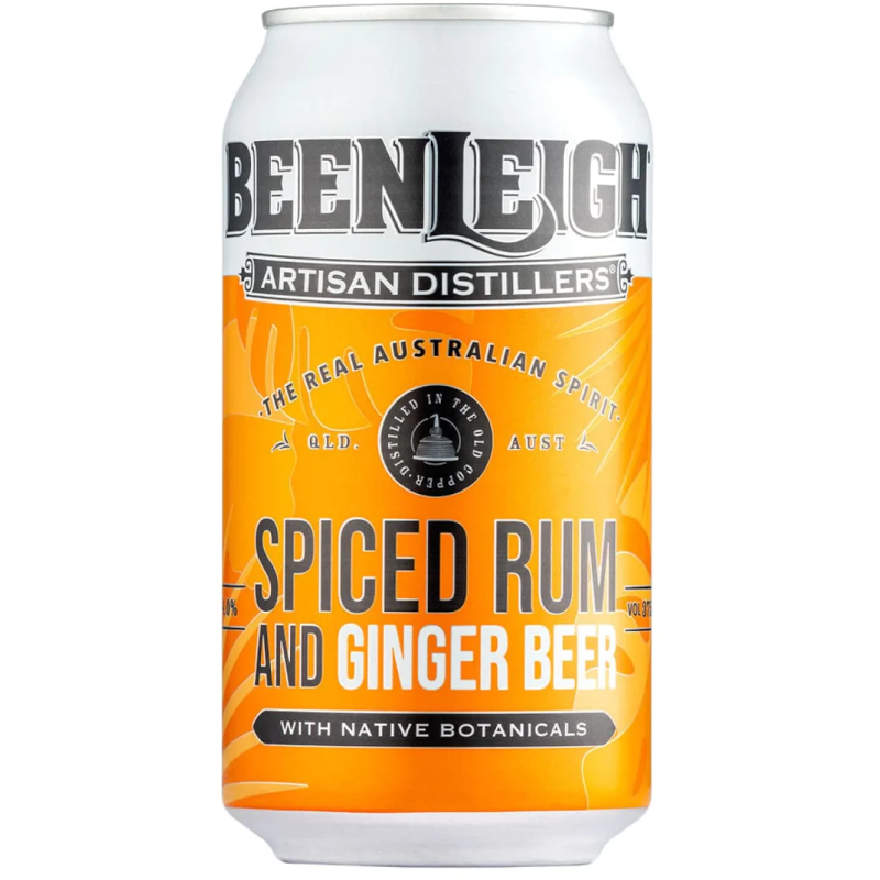 Beenleigh Spiced Rum And Ginger Beer Cans 24x375ml product image.