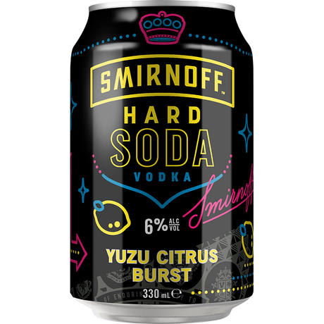 Smirnoff Hard Soda Yuzu Citrus Burst Cans 24x330ml product image.