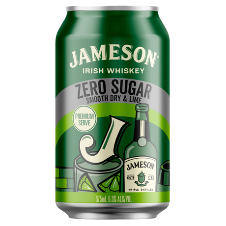 Jameson Smooth Dry & Lime Zero Sugar Cans 30x375ml product image.