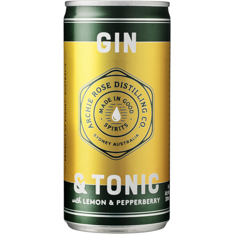 Archie Rose Gin & Tonic Cans 24x200ml product image.