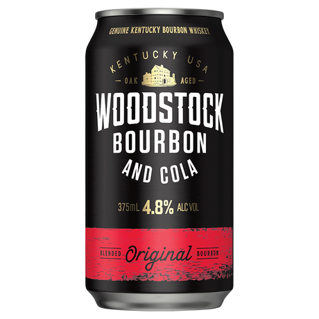 Woodstock Bourbon & Cola Original Blend Cans 24x375ml product image.