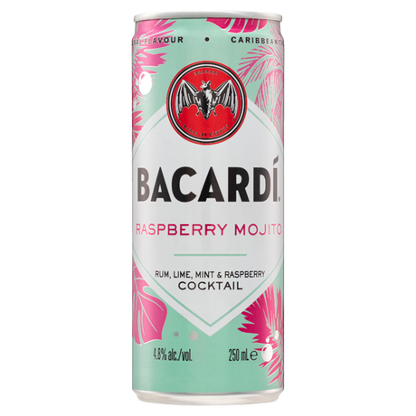 Bacardi Raspberry Mojito Cans 24x250ml product image.