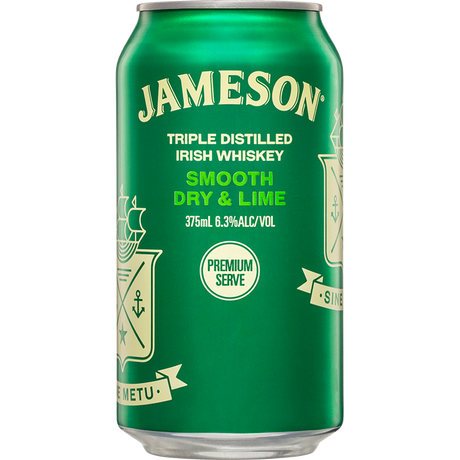 Jameson Whiskey & Smooth Dry And Lime Cans 10x375ml product image.