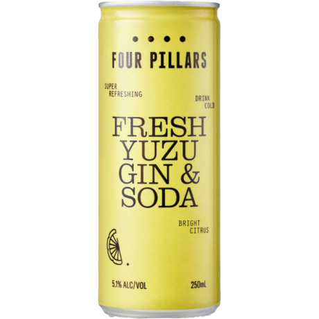 Four Pillars Fresh Yuzu Gin & Soda Cans 24x250ml product image.