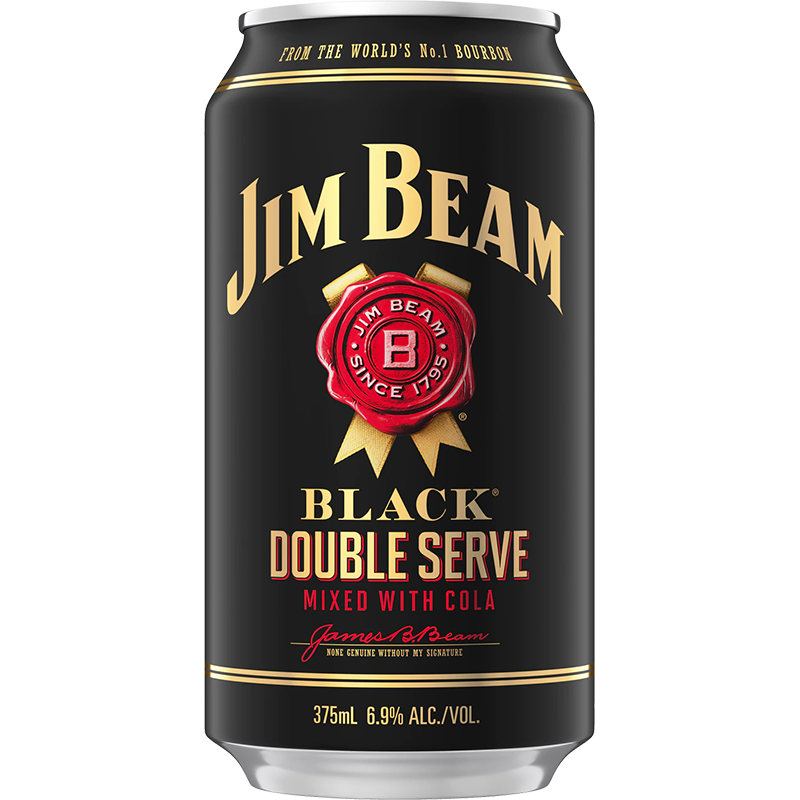Jim Beam Black Bourbon Double Serve & Cola Cans 10x375ml product image.