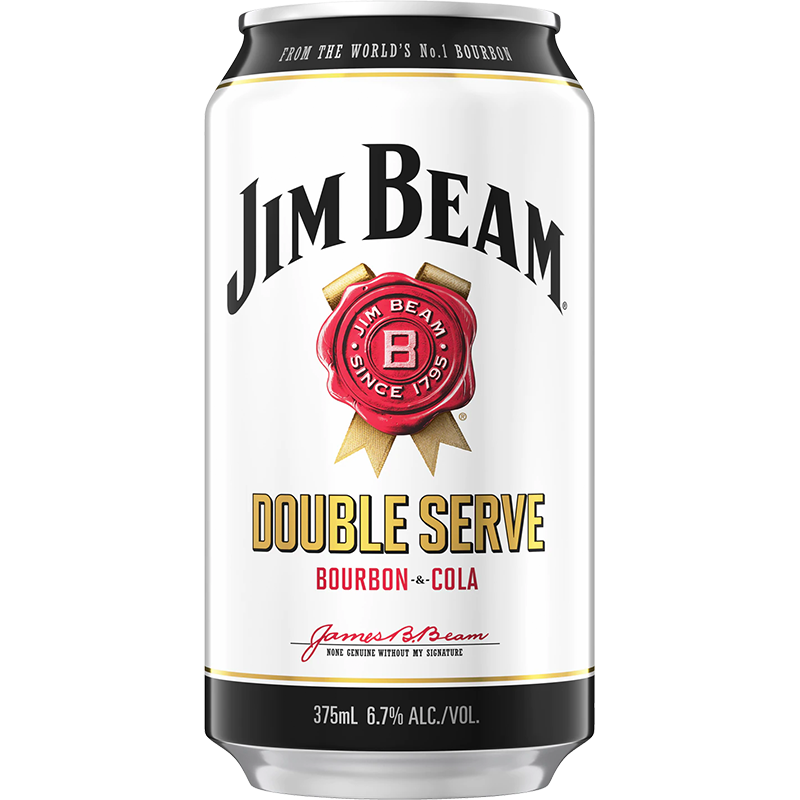 Jim Beam Bourbon Double Serve & Cola Cans 10x375ml product image.