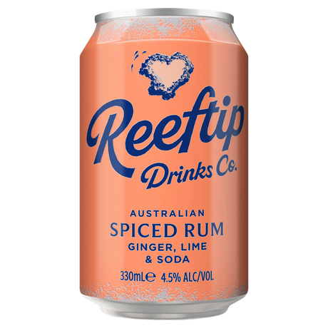 Reeftip Drinks Co. Spiced Rum Ginger Lime & Soda Cans 24x330ml product image.