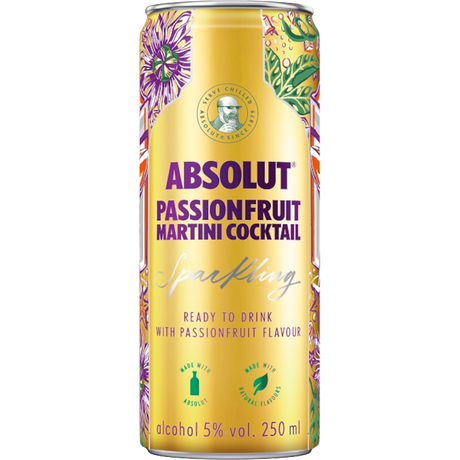 Absolut Passionfruit Martini Cans 24x250ml product image.