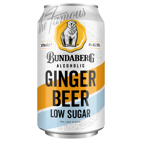 Bundaberg Low Sugar Ginger Beer Cans 24x375ml product image.