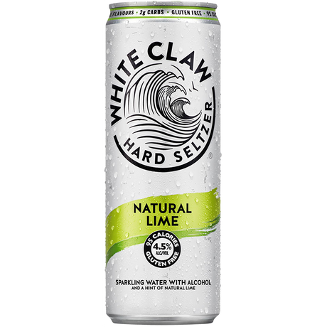 White Claw Hard Seltzer Natural Lime Cans 24x330ml product image.