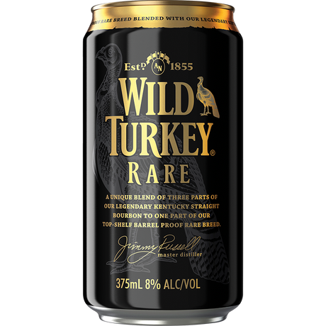 Wild Turkey Rare Barrel Blend & Cola Cans 10x375ml product image.