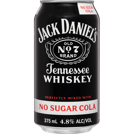 Jack Daniel's Whiskey & No Sugar Cola Cans 24x375ml product image.