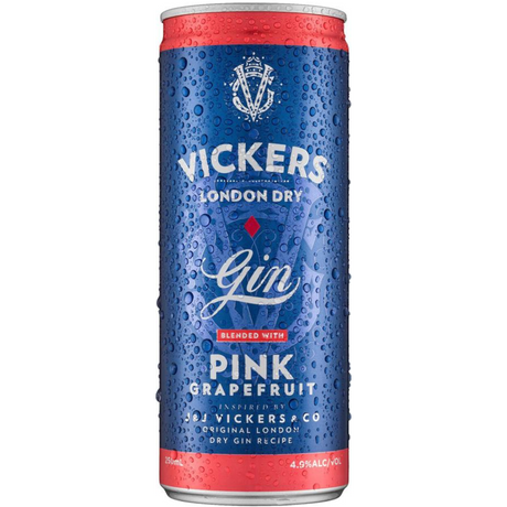 Vickers Pink Grapfruit & Gin Cans 24x250ml product image.