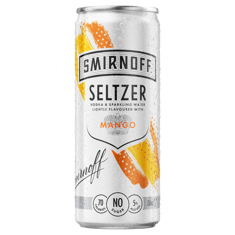 Smirnoff Mango Seltzer Cans 24x250ml product image.