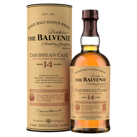 The Balvenie Caribbean Cask Single Malt Scotch Whisky 14 Y/O 700ml product image.