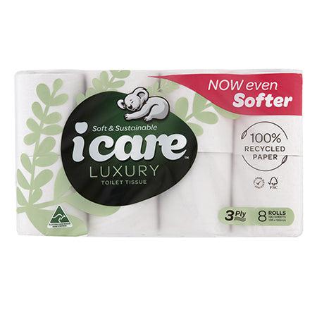 iCare 100% Recycled Toilet paper 8 Pack