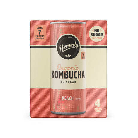 Product image of Remedy Kombucha Multipack Peach Can 4x250ml