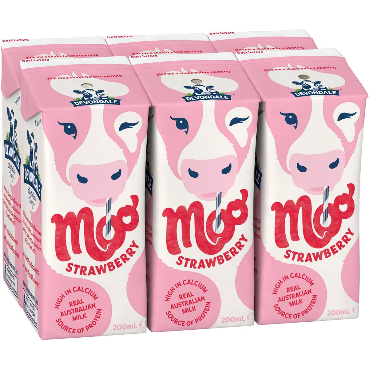 Devondale Moo Strawberry Milk 6x200ml