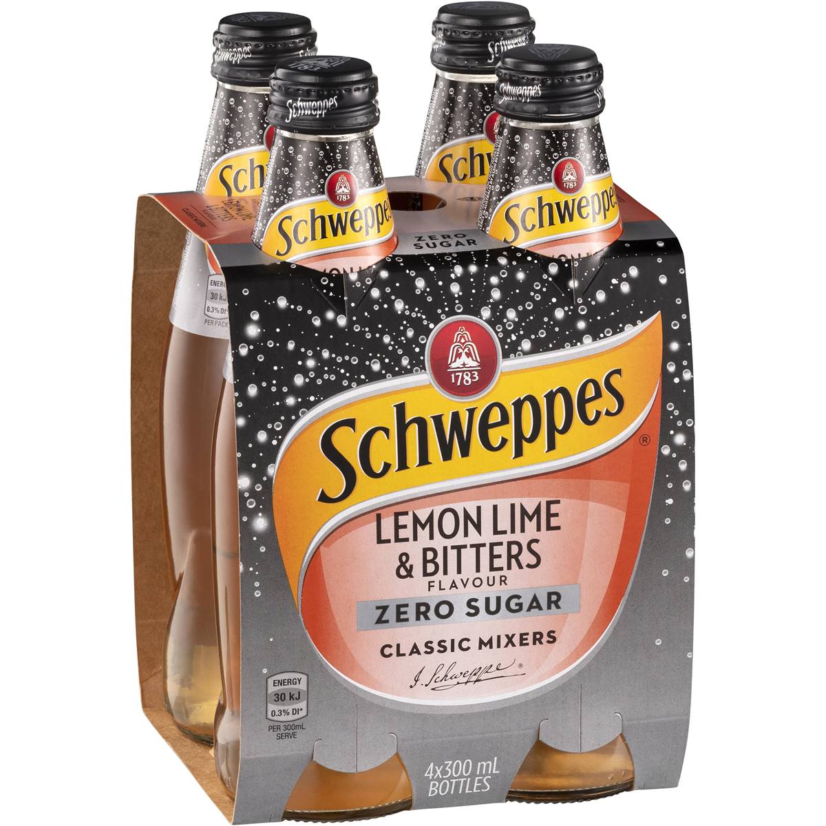Schweppes Zero Sugar Classic Mixers Lemon Lime Bitters 4x300ml