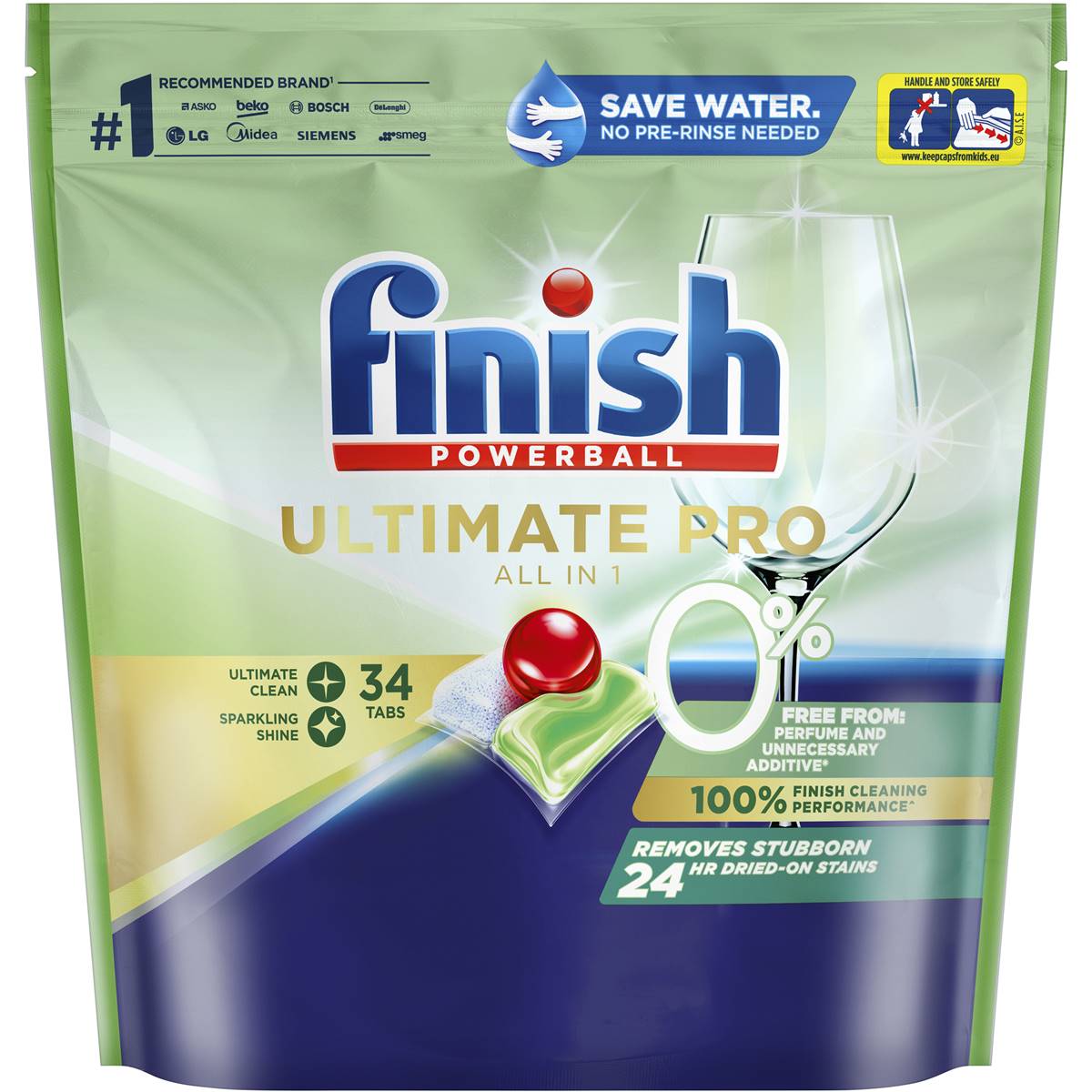 Finish Ultimate Pro 0% Dishwasher Tablets 34 Pack