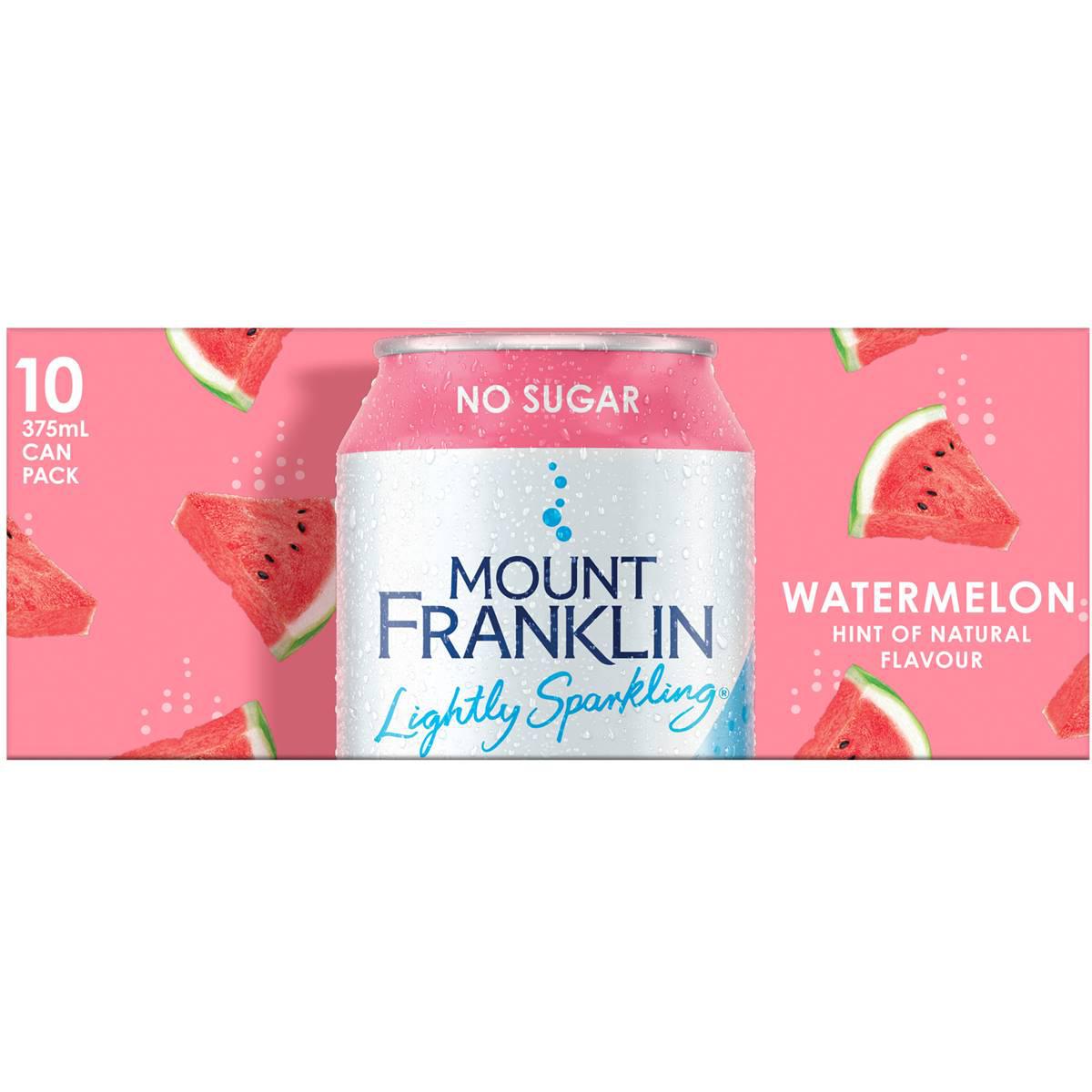 Mount Franklin No Sugar Lightly Sparkling Watermelon Water Cans 10x375ml