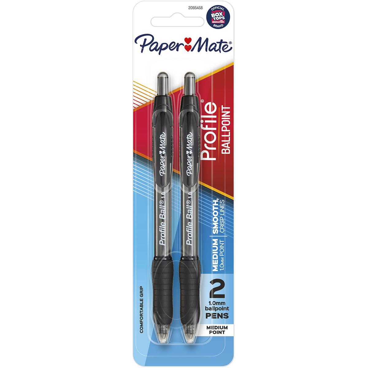 Papermate Profile 1.0mm Ballpoint Pens Black 2 Pack
