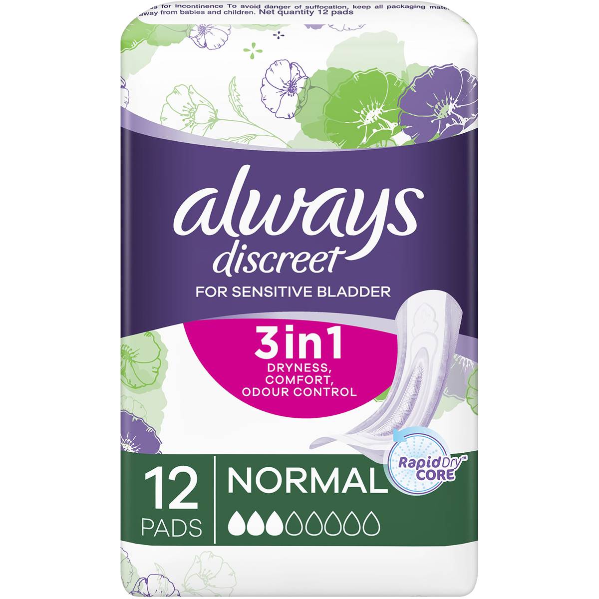 Always Discreet Incontinence Pads Normal 12 Pack